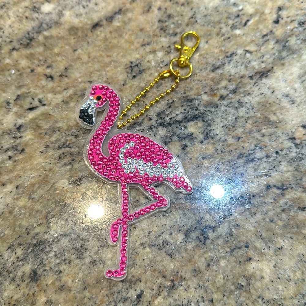 Cute flamingo bling keychain